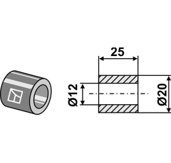 Buchse 25x12 für Häcksler MULAG – Nachbau  