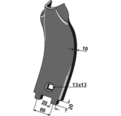 Versoir central 13 x 13 mm pour déchaumeur RAU RF15134 adaptable