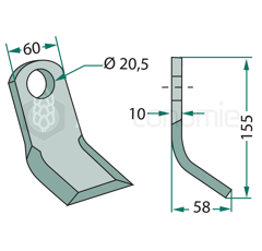 Couteau Y pour broyeur MASCHIO MTB adaptable 