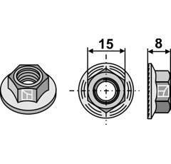 Écrou M10 x 1,5 pour faucheuse DEUTZ-FAHR adaptable - BlackSteel©