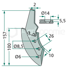 Soc droit pour semoir LEMKEN 4811058 adaptable