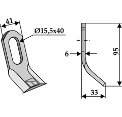 Fléau 95 mm pour broyeur BOMFORD 7190166 adaptable