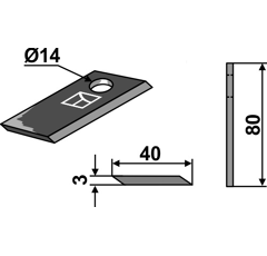 Couteau rotatif pour broyeur VARI 189060 adaptable - Blacksteel©