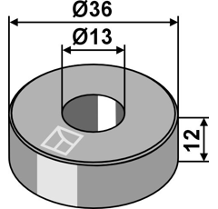 Buchse Ø36,5x13 (L=12,0mm) für Häcksler KVERNELAND – Nachbau  
