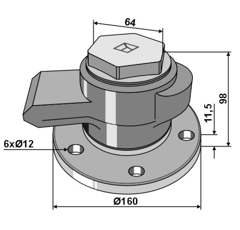 Palier gauche 6 trous pour déchaumeur LEMKEN 5554501 adaptable - BlackSteel©