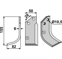 Lame gauche pour Fraise/Rotavator BERTOLINI 13015 adaptable