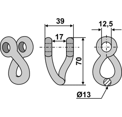Schäkel 70 x 39 für Mulcher DÜCKER – Nachbau  