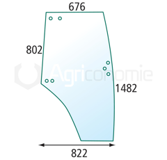 Vitre de porte gauche pour machine agricole ZETOR 53369092 adaptable