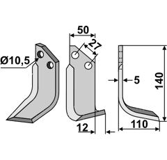 Fräsmesser Rechts 140 x 50 Muratori Nachbau
