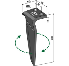 Dent droite pour herse rotative SICMA 052804 adaptable - Blacksteel©