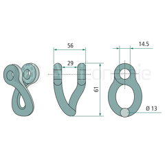 Manille 61 x 56 mm pour broyeur KUHN adaptable