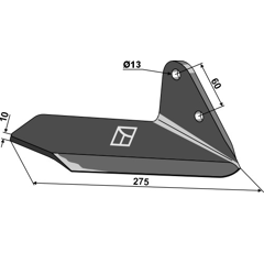 Cuerpo de arado alado derecha para cultivador ALPEGO MKOA00279 adaptable