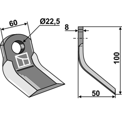 Couteau-Y pour broyeur 100x60mm TORTELLA 2987010 adaptable - Blacksteel©