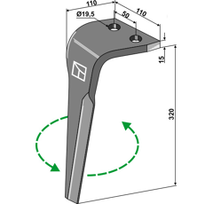 Dent gauche pour herse rotative MALETTI E040146 adaptable 