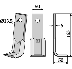 Lame 165x50mm pour Fraise/Rotavator MASCHIO/GASPARDO adaptable