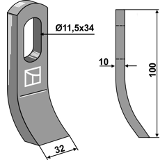 Schlegelmesser 98 mm für Mulcher EPOKE 406-146 - Nachbau