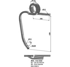 Dent à spirale 630 mm pour cultivateur adaptable - Blacksteel©