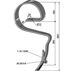 Elastische Zinken für Grubber RAU 0012144 Nachbau.