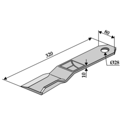 Cuchilla 320 x 80 x 10 mm para trituradora LECKRON adaptable