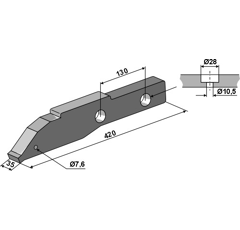 Pied de soc gauche pour cultivateur KONGSKILDE 71000331580 adaptable