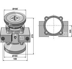 Palier complet pour arbre carré 50 x 50 QUIVOGNE PAL50001 adaptable