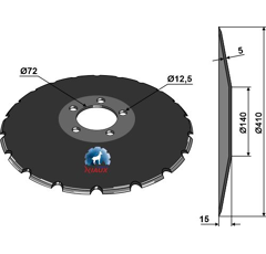 Disque crénelé Ø410x5 mm pour semoir KVERNELAND AC353950 adaptable - Blacksteel©