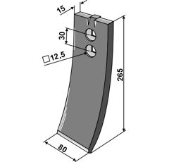 Pointe 265 mm pour déchaumeur VÄDERSTAD 155913 adaptable