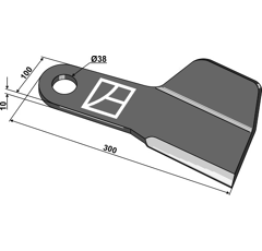 Fléau gauche 300 x 100 x 10 mm pour broyeur SPEARHEAD 7770761 adaptable