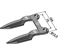 Doigt double pour barre de coupe LAVERDA 1896130 adaptable - BlackSteel©