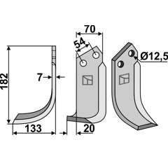 Lame gauche pour Fraise/Rotavator PEGORARO 1853 adaptable 