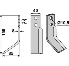 Fräsmesser Links 158 x 40 Zappator Nachbau