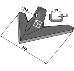 Gänsefußschar 276mm - Farmet Kompaktomat - Nachbau