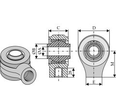 Gelenkauge für Oberlenker mit Innengewinde M38 x 2 40 