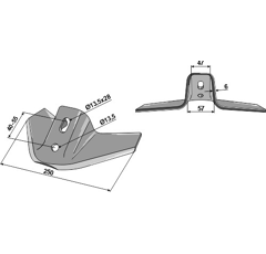 Soc triangulaire pour déchaumeur KVERNELAND KK193617R adaptable - Blacksteel©