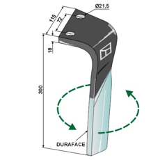 Dent gauche DURAFACE pour herse rotative LEMKEN 3377035 adaptable - Blacksteel©