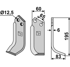 Lame droite pour Fraise/Rotavator MASCHIO/GASPARDO 00566103 adaptable - Blacksteel©