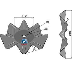 Disque ondulé Ø 345 mm pour rouleau packer adaptable - BlackSteel©
