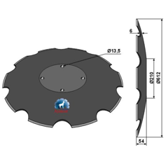 Disque crénelé ∅612x6 pour déchaumeur AMAZONE 78101833 adaptable - BlackSteel©