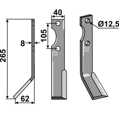 Lame gauche pour Fraise/Rotavator FORIGO-ROTERITALIA 350010030 adaptable - Blacksteel©