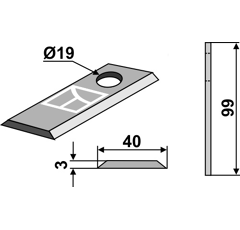Cuchillo plano para segadora FARENDLOSE 00011069 adaptable - BlackSteel©