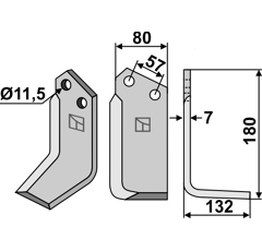 Lame droite pour Fraise/Rotavator HOWARD 624401 adaptable 