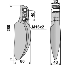 Dent pour herse rotative DUTZI 10126 adaptable - Blacksteel©