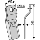 Fléau 360 x 100 x 10 mm pour broyeur SZOLNOKI 199-RZ3 adaptable
