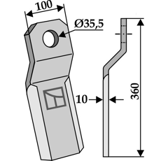 Schlegelmesser 360 x 100 x 10 mm für Mulcher SZOLNOKI 199-RZ3 - Nachbau