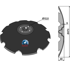 Disque crénelé ∅470x5 - 4 trous pour déchaumeur VÄDERSTAD 179857 adaptable
