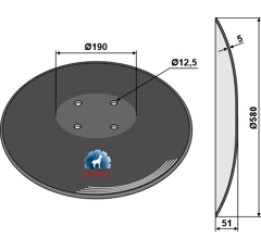Disque lisse ∅580x5 pour déchaumeur PÖTTINGER 9771.03.026.0 adaptable - Blacksteel©