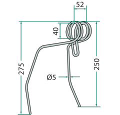 Striegelzinken 275/250 mm für Sähmaschine KVERNELAND AC494813 – Nachbau