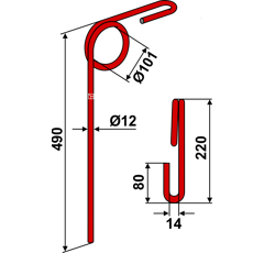 Griffe Ø12 x 490 mm pour semoir KVERNELAND 0042-612-00 adaptable - Blacksteel©