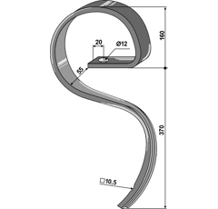 Dent 10,5 x 32 mm pour herse MASCHIO / GASPARDO F20120331 adaptable - BlackSteel©
