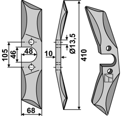 Cuchillo derecho de boro para grada VOGEL & NOOT adaptable - BlackSteel©